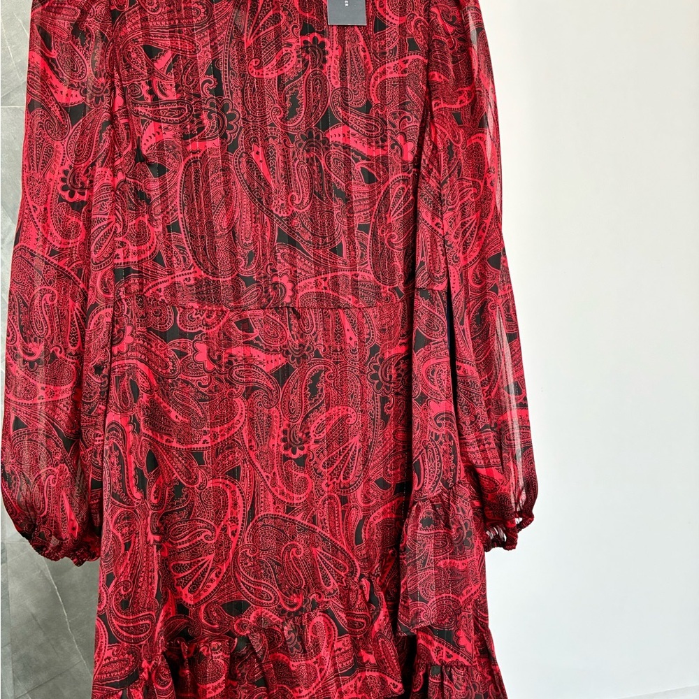 Tommy Hilfiger Red and Black Paisley Dress - Picture 3 of 3